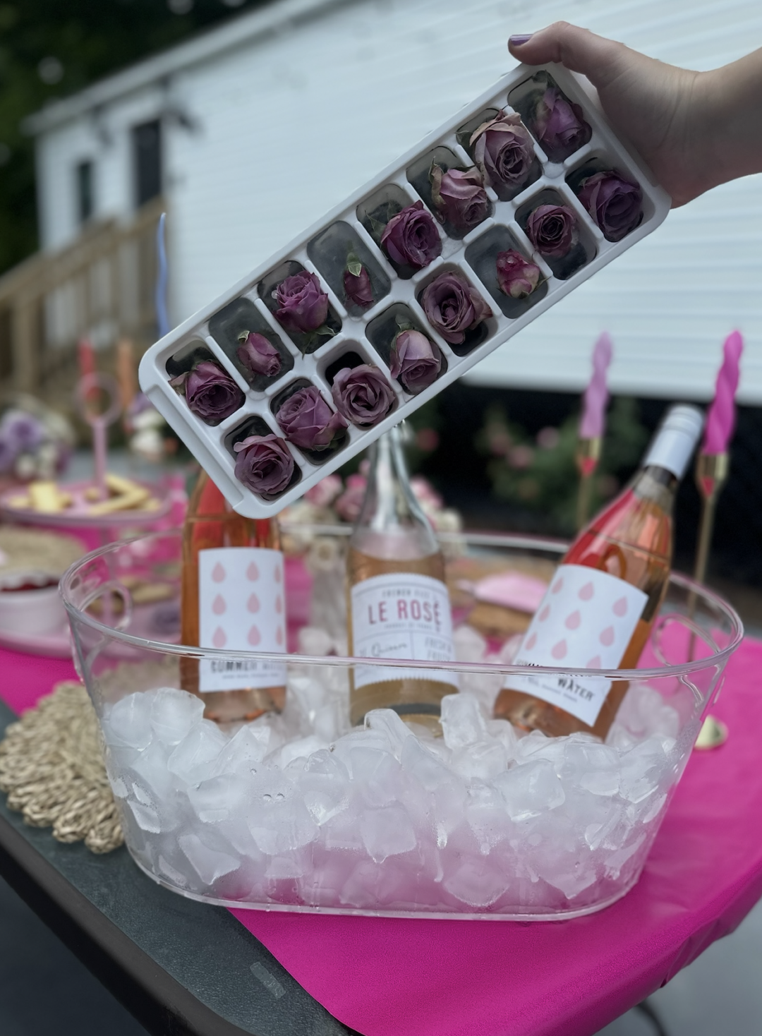 spray rose ice cubes